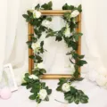 Artificial white rose vine garland fake floral plant for home wedding party wall decoration. - Tea Rose White