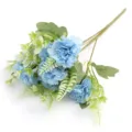 Bouquet de faux œillets bleus 6 têtes fleurs en soie pour mariage maison fête déco - Bleu