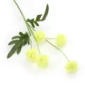 Artificial yellow pompon chrysanthemum flower stem detail closeup for home wedding decor - Green