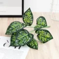 Feuilles de plantes vertes artificielles branche de faux feuillage à 9 branches pour déco - Motif à Pois Verts