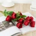 Bouquet de pivoines rouges artificielles pour décoration maison mariage fête accessoire photo - Rouge