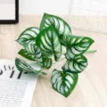 Artificial Monstera Leaf Greenery Branch Fake Plant Bouquet For Home Room Decor - Green White Bromeliad Leaf