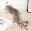 Artificial bell willow vine hanging plant purple floral wall decor for home restaurant green. - Small Purple