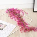 Artificial Pink Bell Willow Hanging Flowers Vine Plant For Indoor Home Wall Decor - Small Rose Red