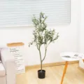 Pianta in vaso di ulivo artificiale per decorazioni d'interni, fogliame verde realistico. - Ulivo 120cm