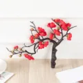 Branche de bonsai de fleur de prunier artificielle en soie pour decor de restaurant chic - Rouge