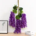 Fausse glycine suspendue vigne pour mariage arrière-plan plafond décoration intérieure. - Violet foncé