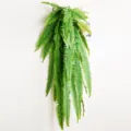 Detail close-up of artificial Boston fern wall hanging, lush green fronds for indoor decor display. - Large Boston Fern Hanging