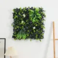 Panneau de mur de plante artificielle vert violet eucalyptus faux gazon décor mural maison 1pc - Osmanthus Herbe de Thé