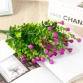 Fleurs artificielles d'eucalyptus bouquet de boutons de roses violettes - Rose