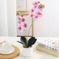 Fausse orchidée phalaenopsis en pot pour décoration d'intérieur style nordique fleur artificielle - Blanc et Violet