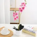 Plante en pot d'orchidée Phalaenopsis artificielle fausse fleur décoration d'intérieur. - Blanc Rose Rouge