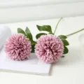 Artificial Pink Pom Pom Chrysanthemum Silk Flowers Bouquet for Home Decor Wedding - Purple