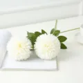 Bouquet de fleurs de chrysanthème blanc artificiel en soie pour déco maison mariage détail. - Blanc