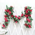 Artificial rose flower vine silk floral garland for wedding home party decor detail view - 16 Heads Rose Rose Red