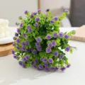 Bouquet de fleurs de camélia d'eucalyptus artificiel pour décoration de table de restaurant - Violet foncé