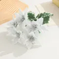 Bouquet de fleurs de poinsettia de Noël blanc argenté pour décoration de maison et accessoires. - Poinsettia Double Couche / Argent