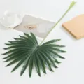 Feuille de palmier éventail artificielle décor plante verte tige pour intérieur de maison. - Feuille de Palmier Éventail avec Poignée / Vert foncé