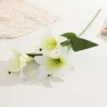 Gros plan détaillé de la branche de fleur de lys artificielle aux pétales réalistes. - Blanc-Vert