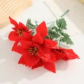 Mazzo di Fiori di Stella di Natale Artificiale Rosso Decorazione Casa Puntello Foto - Stella di Natale a Doppio Strato / Rosso