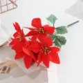 Mazzo di fiori di poinsettia di Natale artificiale decorazione natalizia per la casa oggetti - Stella di Natale a Strato Singolo / Rosso