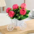 Plante en pot de vélo de fleurs artificielles décoration maison pivoine rose arrangement - Camélia Rose Vif