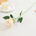 Fleur de rose artificielle à tige unique en tissu velours décor de mariage à la maison accessoire - Champagne