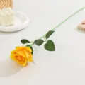 Artificial yellow rose single stem fake flower for home table decor party wedding arrangement - Yellow