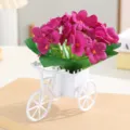 Artificial flower bicycle pot home decor pink silk flowers plant table ornament desktop display - Purple Orchid