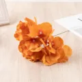 Artificial orange silk hydrangea flower head single stem for wedding wall decoration props. - Dark Orange