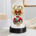 Veilleuse renne sous cloche en verre de Noël décoration de bureau avec guirlande LED. - Renne de Noël