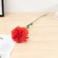 Single artificial red carnation flower for Mother's Day decor, silk plant tabletop display. - Carnation / Red
