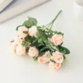 Bouquet de roses artificielles en soie petites fleurs pour décoration de maison mariage fête. - Champagne