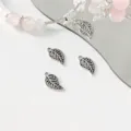 Silver leaf metal charms DIY jewelry pendants for handmade bracelets and necklaces 7x14mm - Feather / Silver