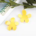Yellow acrylic flower DIY charm for handmade earrings and jewelry accessories making. - Large Flower / Yellow