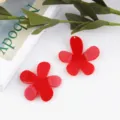 Bright red acrylic flower DIY jewelry charm component cute earring making accessory item - Large Flower / Red