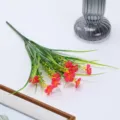 Artificial flower bundle fake plant green grass red daisy home decor tabletop ornament sku - Rose Red