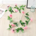Artificial pink rose flower vine silk floral garland for wedding arch home decor - Deep Pink
