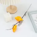 Branche de fruits jaunes artificielle décoration de maison fausse plante variante - Naranjilla à Deux Têtes