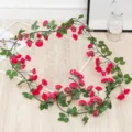 Artificial rose flower vine silk red roses green leaves for wedding arch home decor - 69 Heads Rose Rose Red