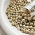 Detail view of 6mm Czech fire polished faceted beads with Picasso finish for DIY jewelry craft. - Style 01 / 10 Pieces/Pack