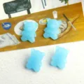 Piccoli ciondoli in resina con retro piatto orsetto color gelatina traslucida accessori per custodie - Blu