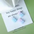 Cute jelly gradient resin bear DIY charm cabochon for handmade earrings and hair clips. - Gradient Blue