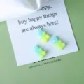 Gradient Resin Gummy Bear DIY Charms Blue Yellow Craft Accessories for Earring Hairpin - Gradient Green