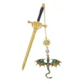 Exquisite metal sword bookmark with double winged dragon pendant fantasy gift for students - Small Size (15cm Sword / 5.2cm Dragon) / Green