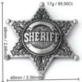 Metal six-pointed star sheriff badge brooch SHERIFF pin costume accessory silver tone size - Silver