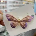 Vintage verlauf rosa lila schmetterling brosche nadel mit strass gold plattiert legierung schmuck - Lila