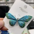 Elegante blau-gruene Farbverlauf Schmetterling Strass Legierung Brosche mit Anhaengerkarte - Blau