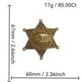 Vintage metal six-pointed star sheriff badge brooch, classic bronze finish, tactical fashion pin. - Antique Gold