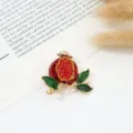 Exquisite Pomegranate Rhinestone Brooch Alloy Enamel Fruit Pin Coat Dress Accessories Jewelry - Pomegranate Style / 3.7*4.2cm